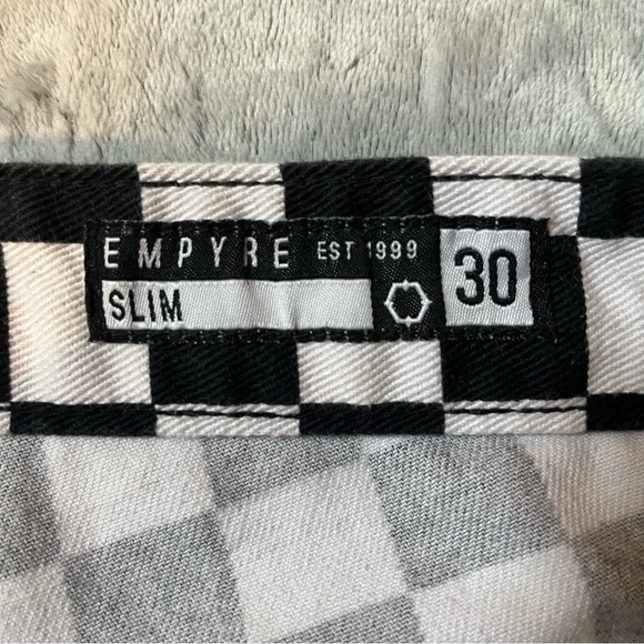 Empyre Black and White Checkered Denim Shorts. - Picture 3 of 3
